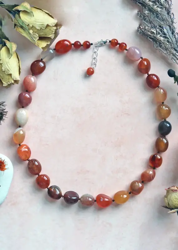 IST Jewelry Beaded Red Botswana Necklace