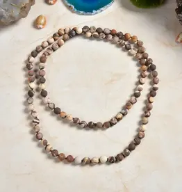 IST Jewelry 8mm Matte Brown Zebra Jasper Beaded Infinity Necklace