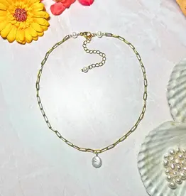 IST Jewelry Single Cultured Coin Pearl Chain Necklace