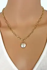 IST Jewelry Single Cultured Coin Pearl Chain Necklace