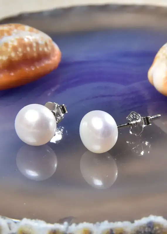 IST Jewelry Pearl Post Stud Earrings