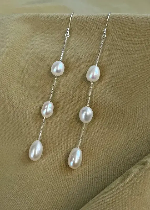 IST Jewelry Sterling Silver and Cultured Pearl Drop Earrings
