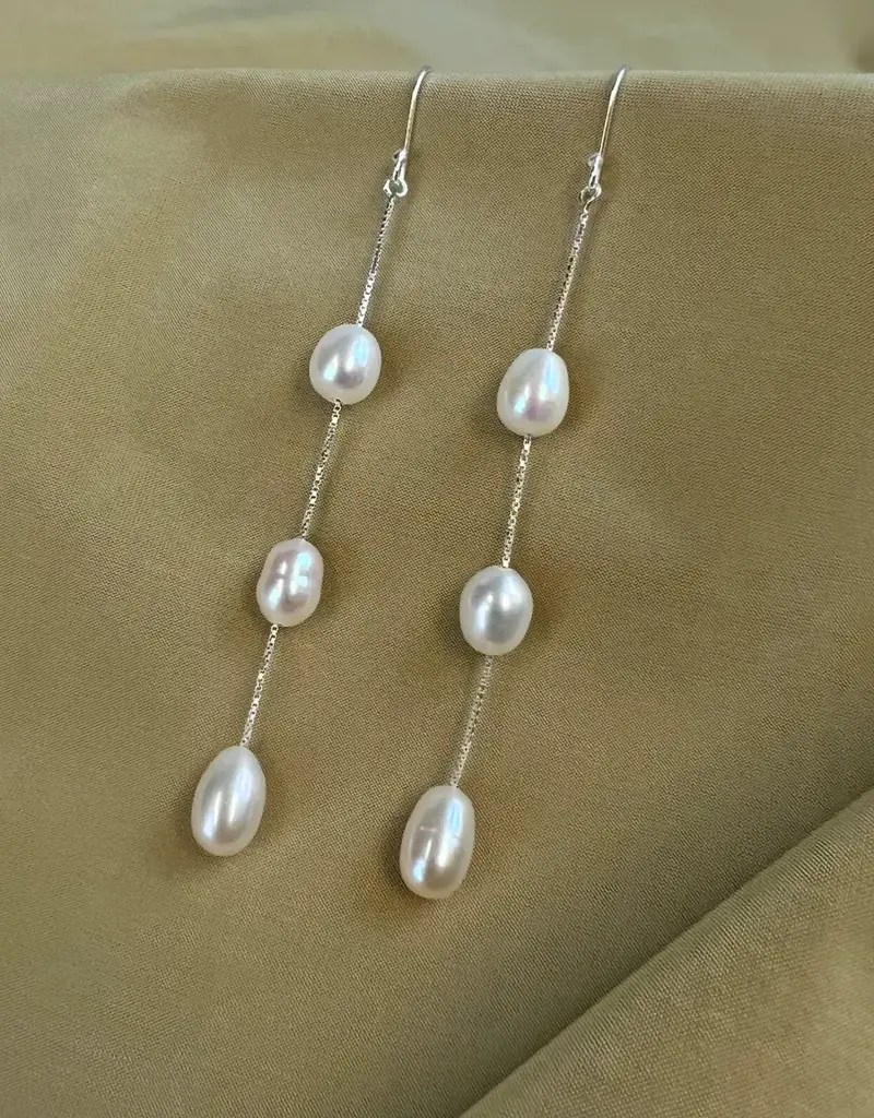 IST Jewelry Sterling Silver and Cultured Pearl Drop Earrings