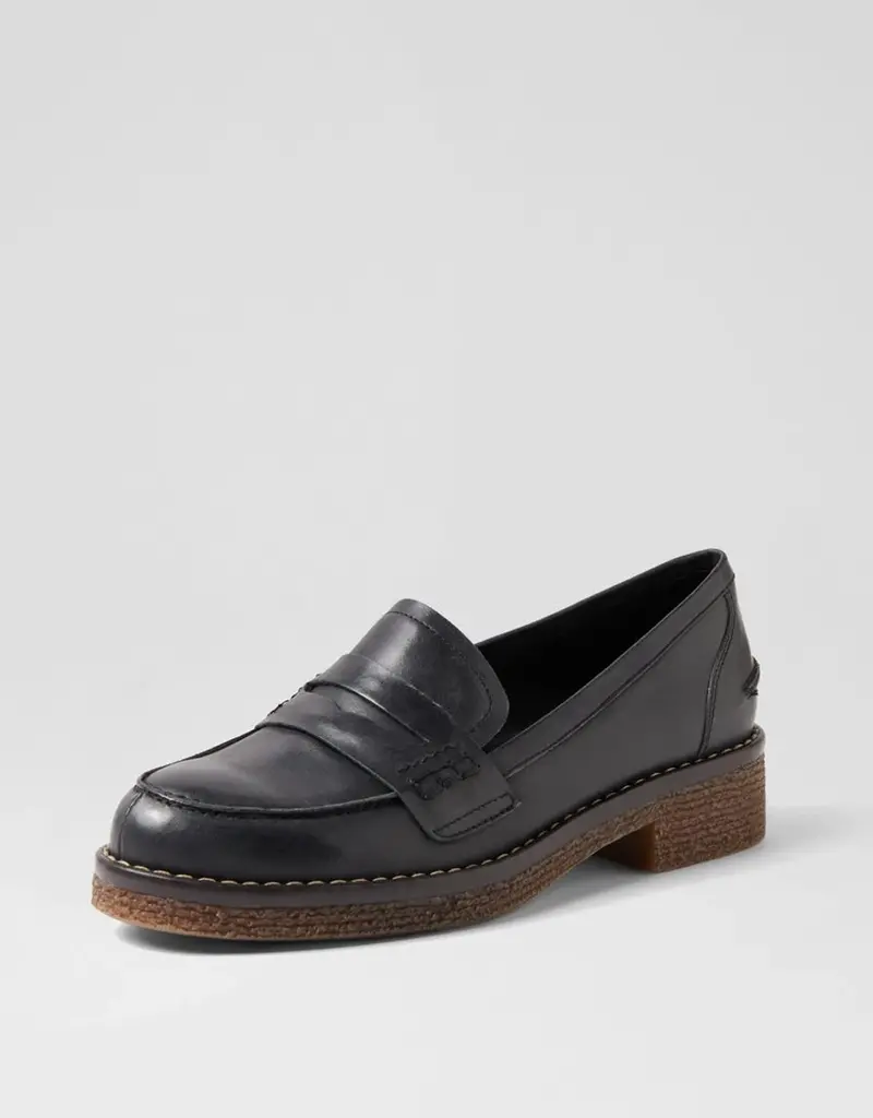 Django & Juliette Ghazia Black Leather Loafers