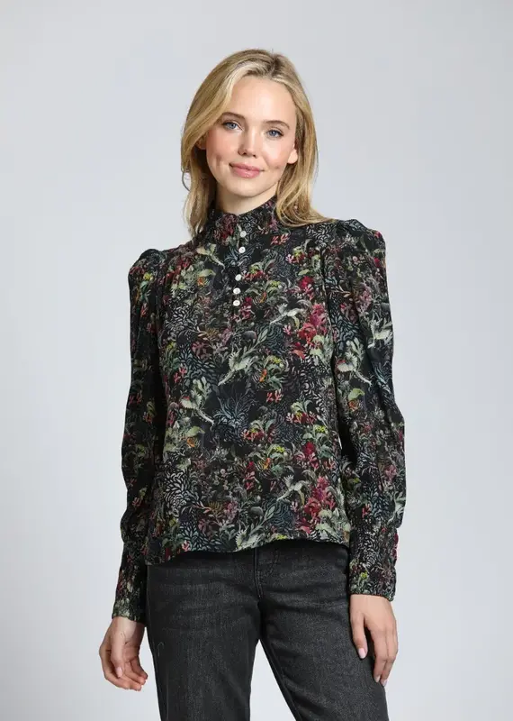 APNY Puff Sleeve Blouse With Ruched Detail