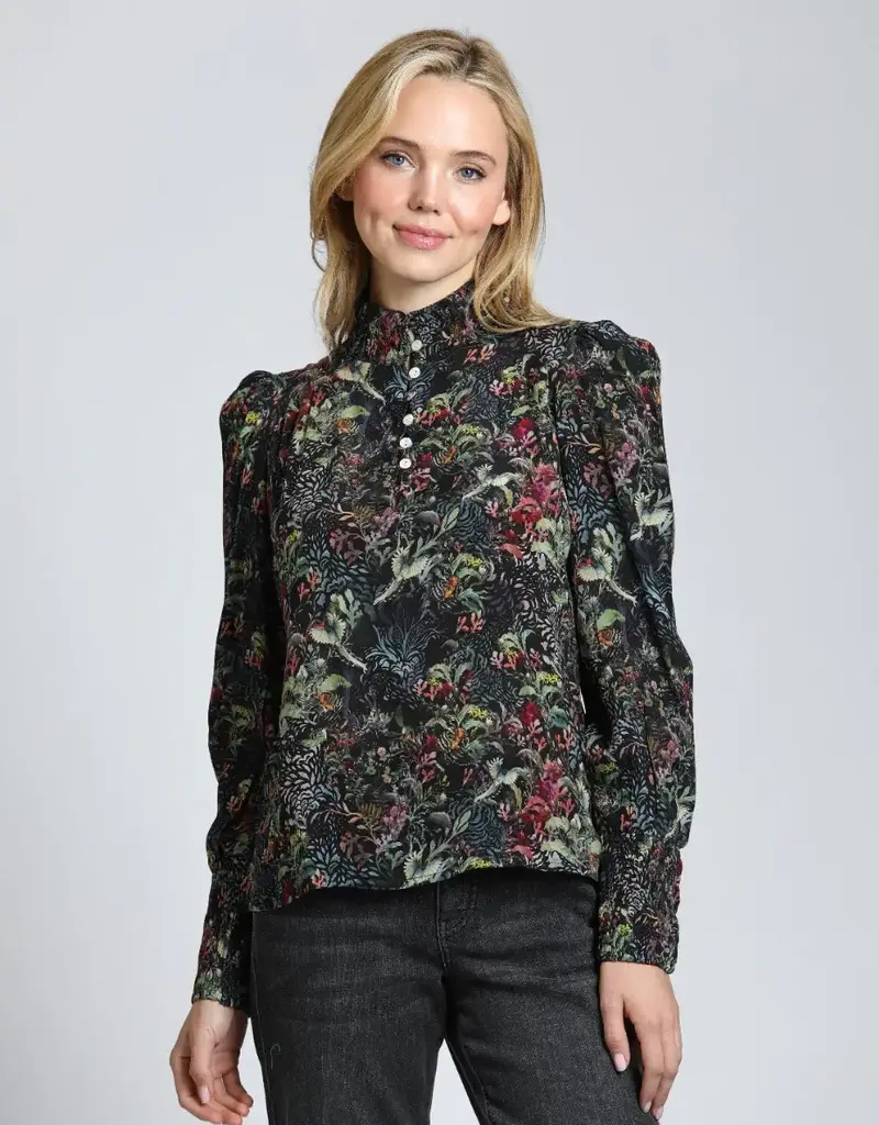 APNY Puff Sleeve Blouse With Ruched Detail