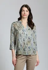 APNY 3/4 Sleeve Mandarin Collar Button-Up