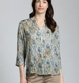APNY 3/4 Sleeve Mandarin Collar Button-Up