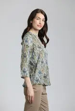 APNY 3/4 Sleeve Mandarin Collar Button-Up