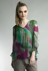 Tempo Paris V-Neck Button Keyhole Top