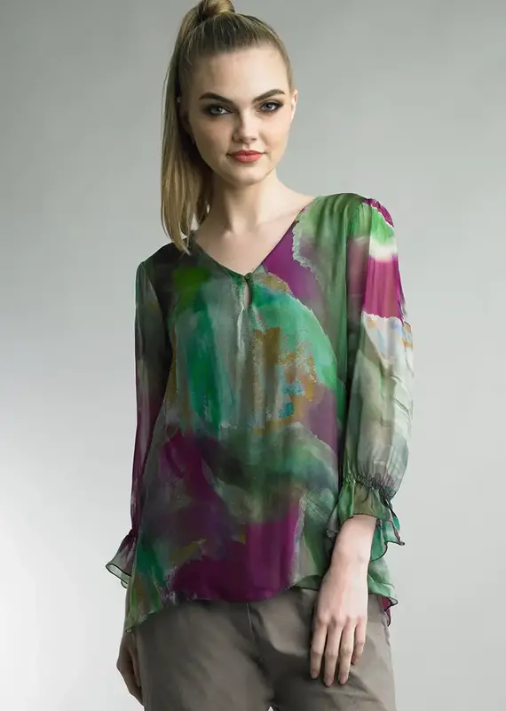 Tempo Paris V-Neck Button Keyhole Top