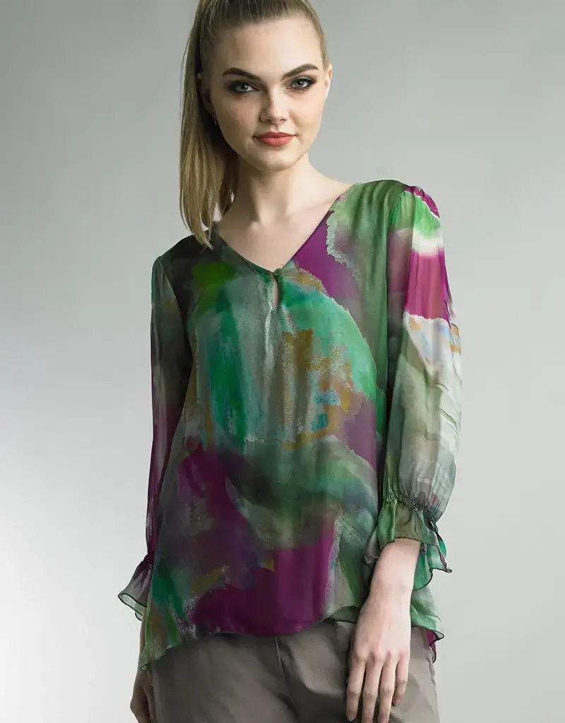 Tempo Paris V-Neck Button Keyhole Top