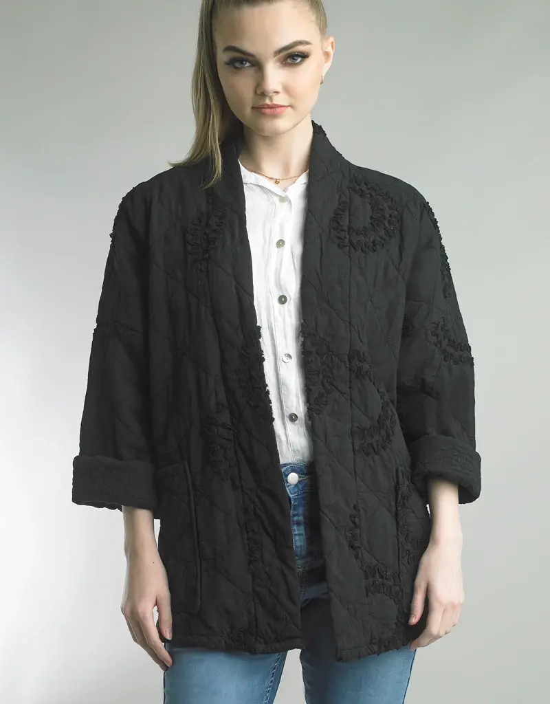 Quilted embroidered jacket sale