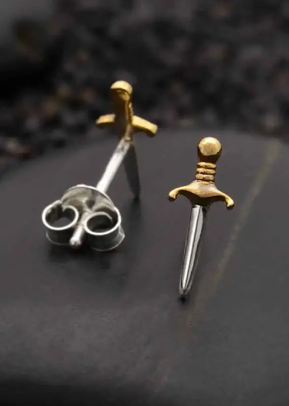 Nina Designs Mixed Metal Mini Dagger Post Earrings