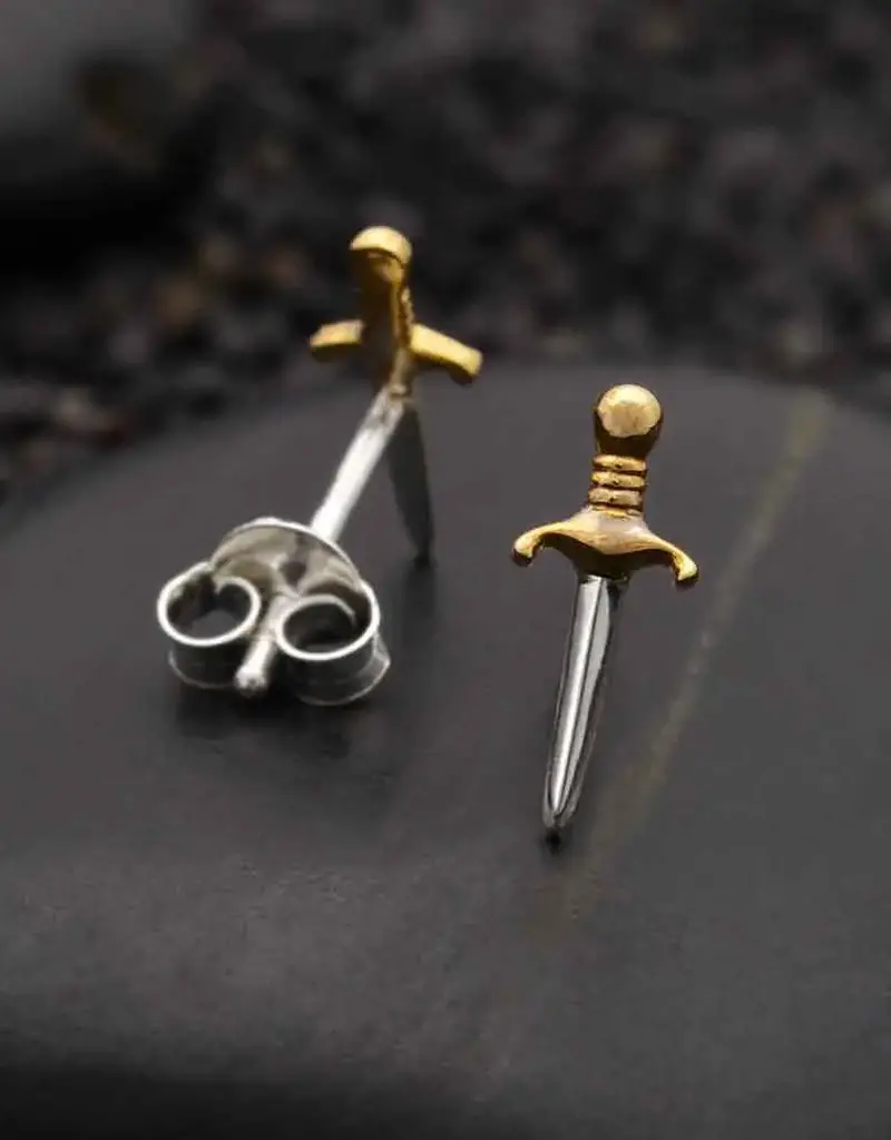 Nina Designs Mixed Metal Mini Dagger Post Earrings