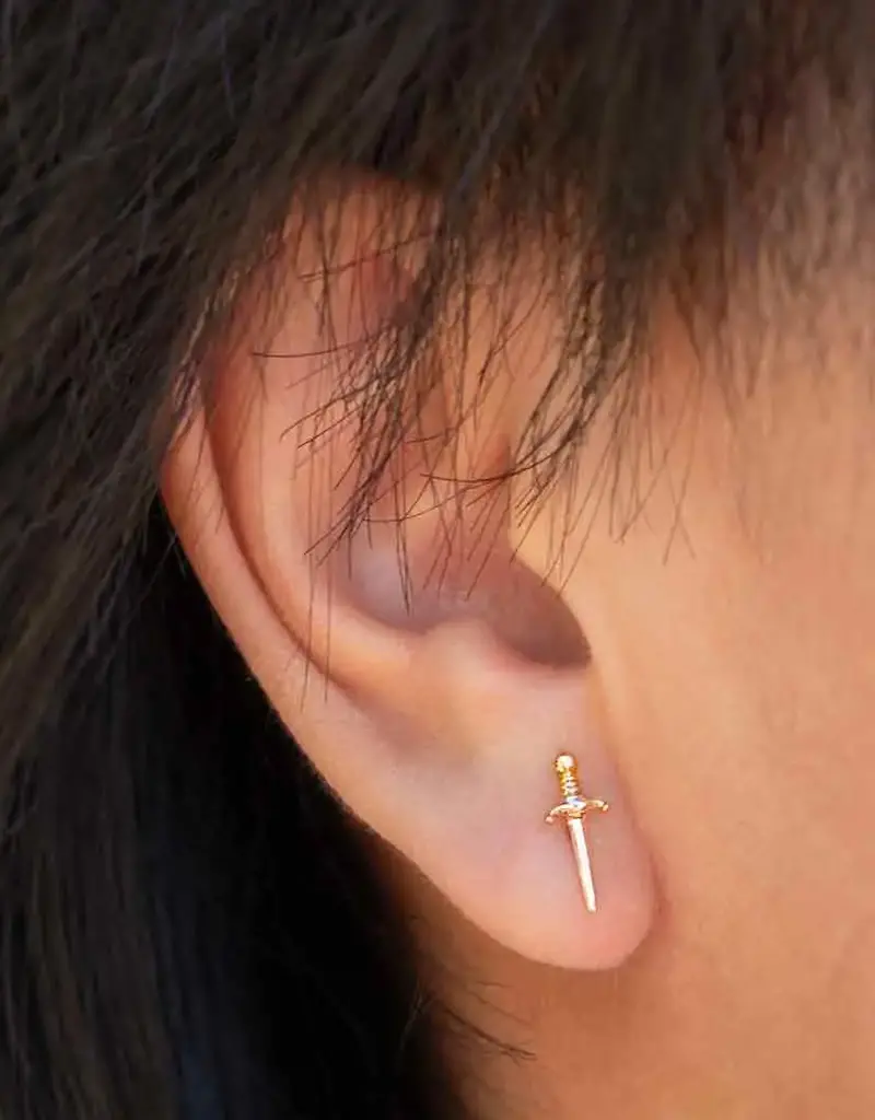 Nina Designs Mixed Metal Mini Dagger Post Earrings