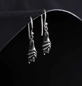 Nina Designs Sterling Silver Hanging Bat Dangle Earrings