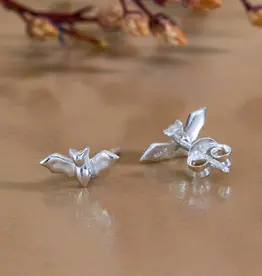 Nina Designs Sterling Silver Dimensional Tiny Bat Post Earrings