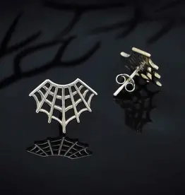 Nina Designs Sterling Silver Spider Web Post Earrings