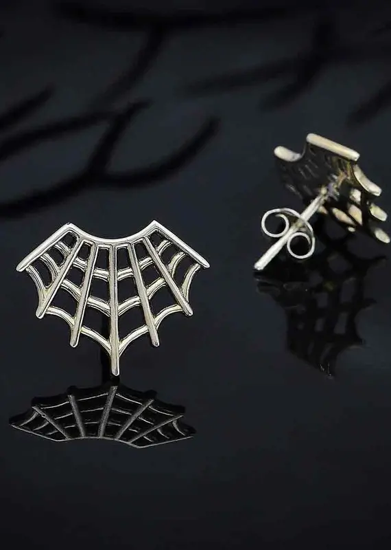 Nina Designs Sterling Silver Spider Web Post Earrings