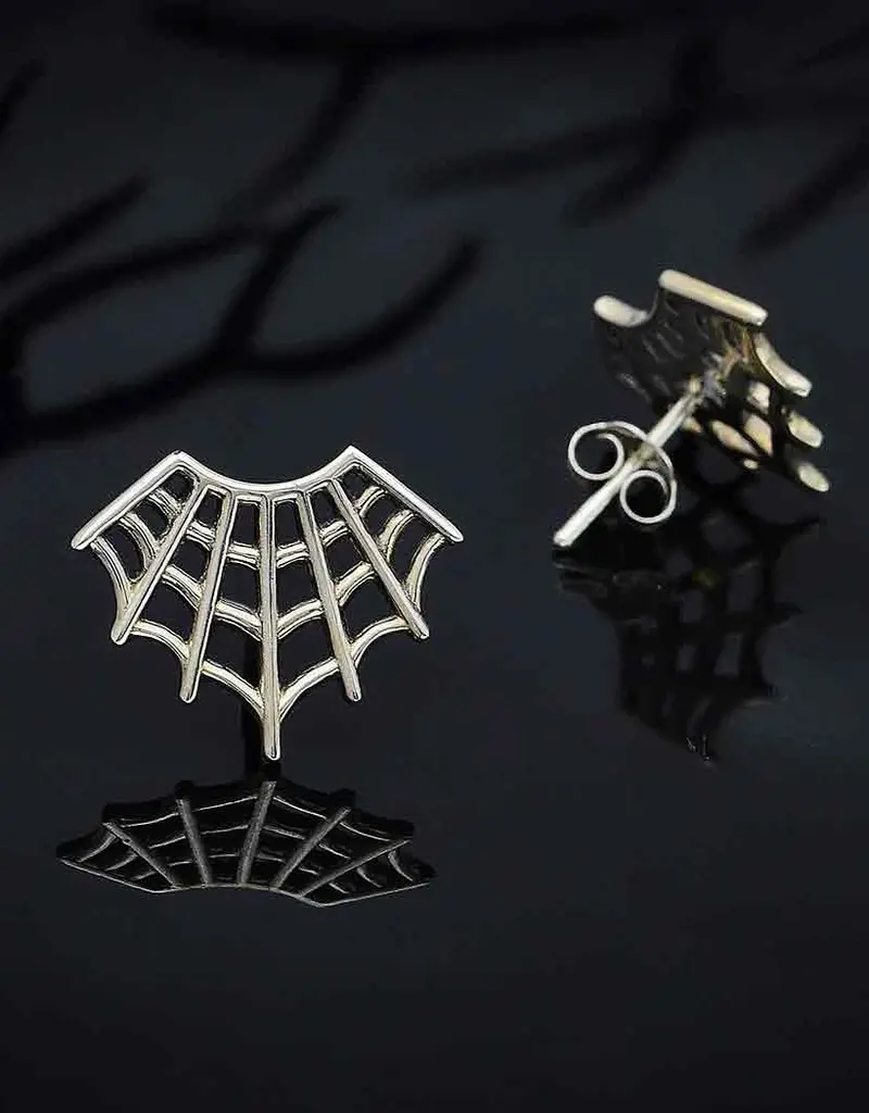 Nina Designs Sterling Silver Spider Web Post Earrings