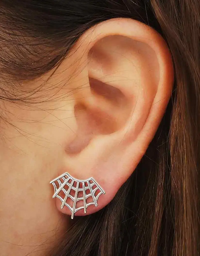 Nina Designs Sterling Silver Spider Web Post Earrings