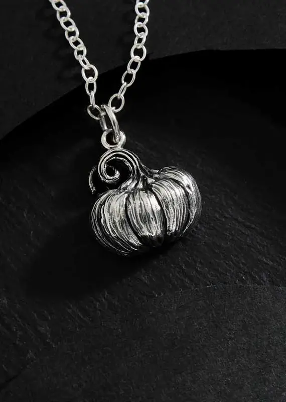 Nina Designs Sterling Silver 18 Inch Pumpkin Charm Necklace
