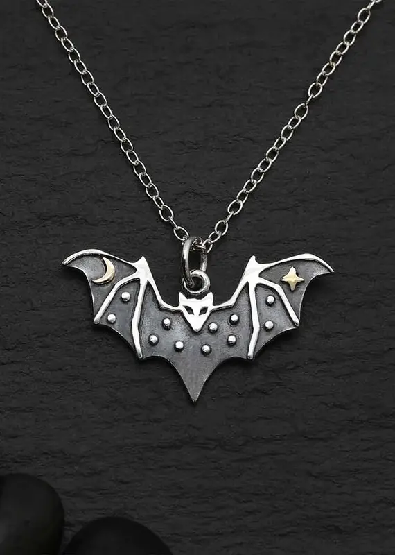Nina Designs Sterling Silver Bat Necklace with Bronze