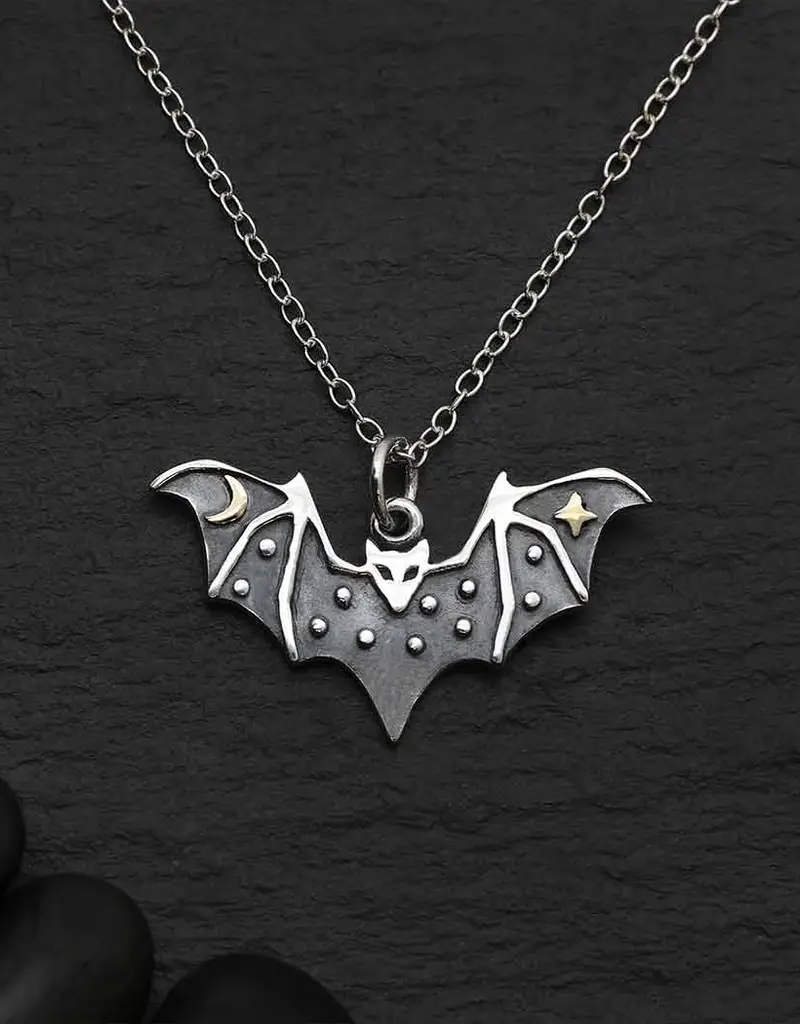 Nina Designs Sterling Silver Bat Necklace with Bronze
