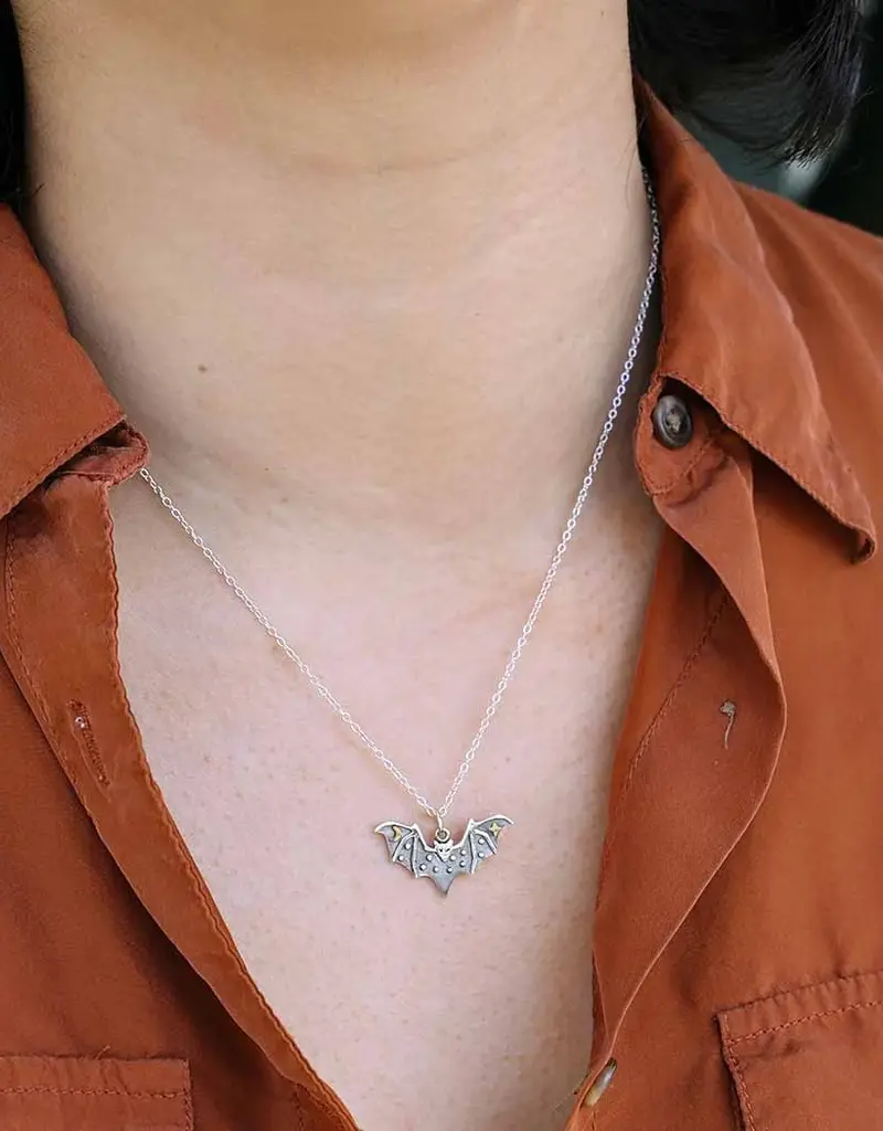Nina Designs Sterling Silver Bat Necklace with Bronze