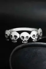Nina Designs Sterling Silver Five Skull Ring