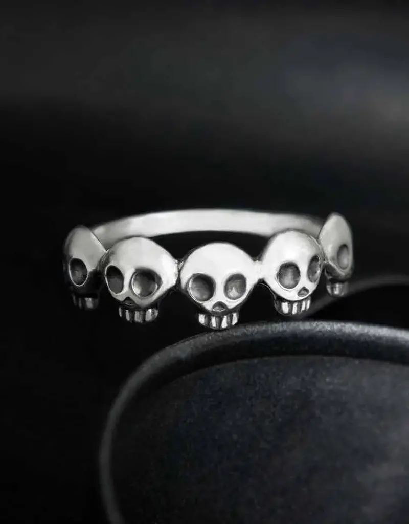 Nina Designs Sterling Silver Five Skull Ring