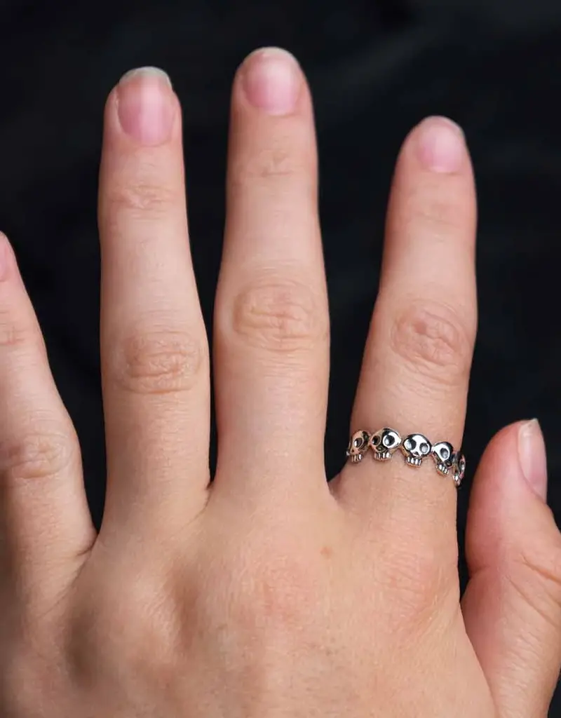 Nina Designs Sterling Silver Five Skull Ring