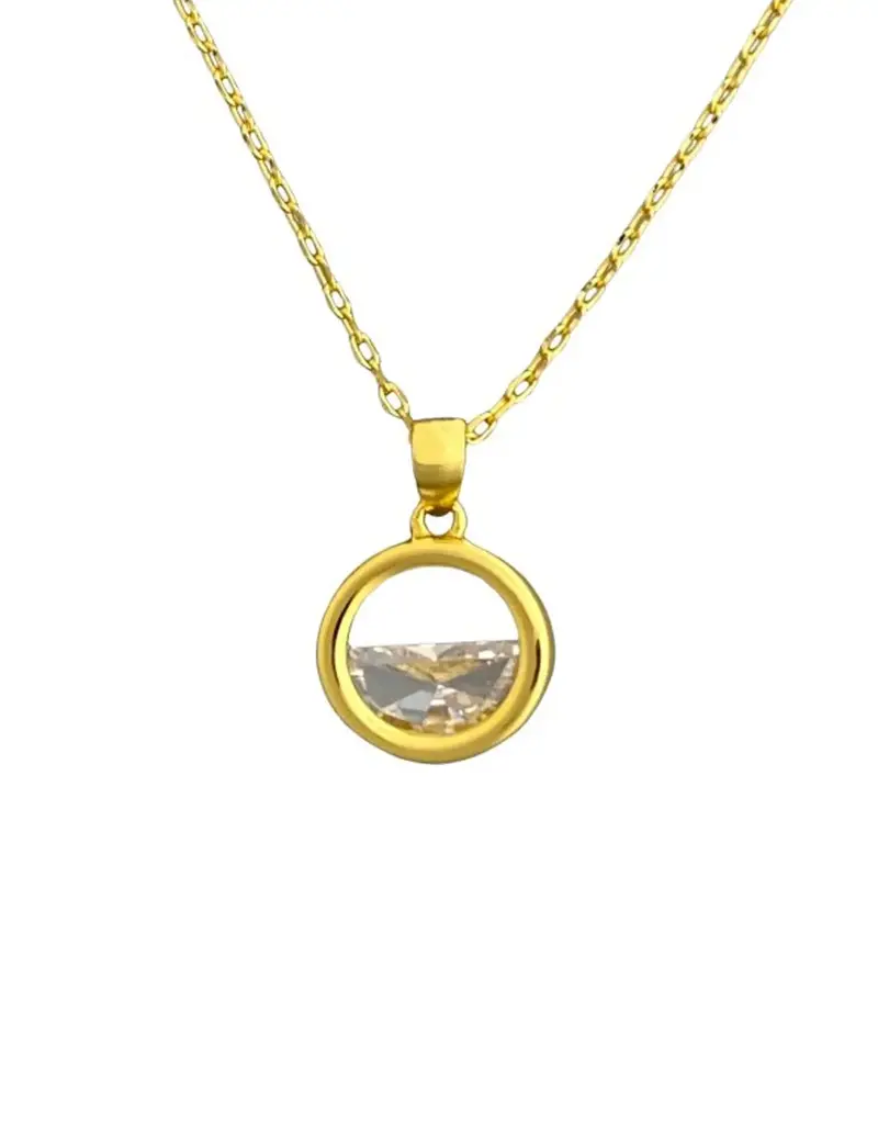 Acomo Half Circle Crystal Cubic Zirconia Necklace