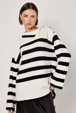 Apricot Button Detail Stripe Sweater