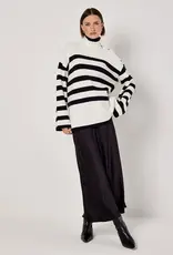 Apricot Button Detail Stripe Sweater