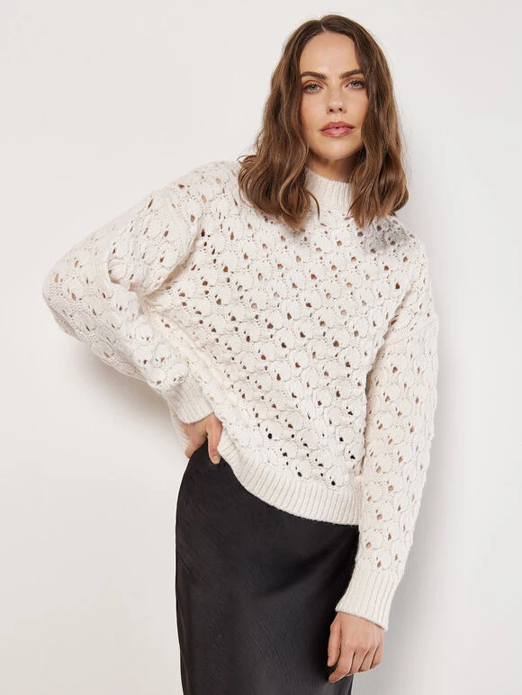 Apricot Chunky Pointelle Sweater - Coyote Moon
