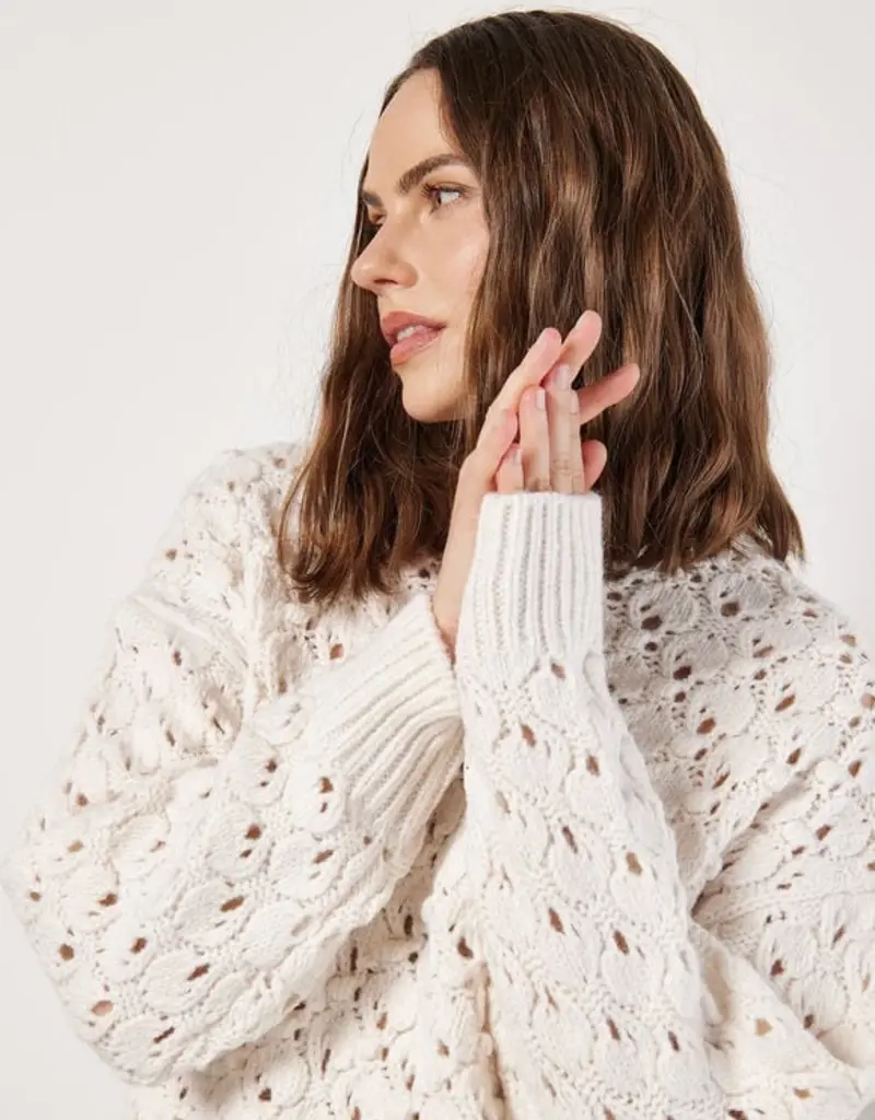 Apricot Chunky Pointelle Sweater