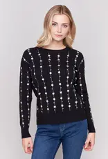 Charlie B Floral Embroidery Knit Sweater
