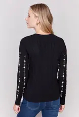Charlie B Floral Embroidery Knit Sweater