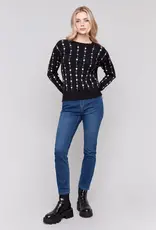 Charlie B Floral Embroidery Knit Sweater