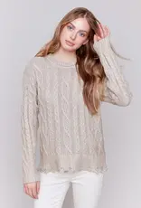 Charlie B Painted Metallic Cable Knit Sweater