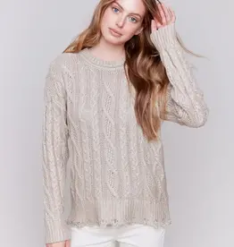 Charlie B Painted Metallic Cable Knit Sweater
