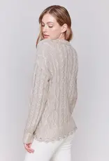Charlie B Painted Metallic Cable Knit Sweater
