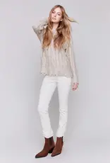 Charlie B Painted Metallic Cable Knit Sweater