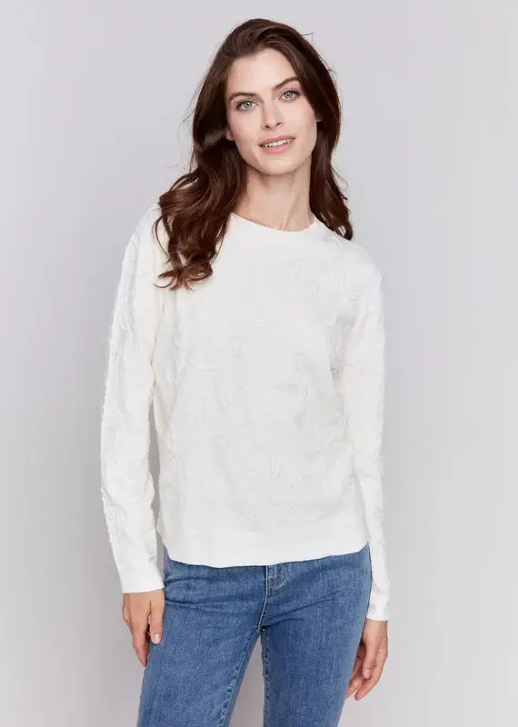 Charlie B Embroidered Round Hem Sweater