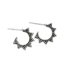 Tiger Mountain Granulated Triangle Sterling Silver Hoop Earrings