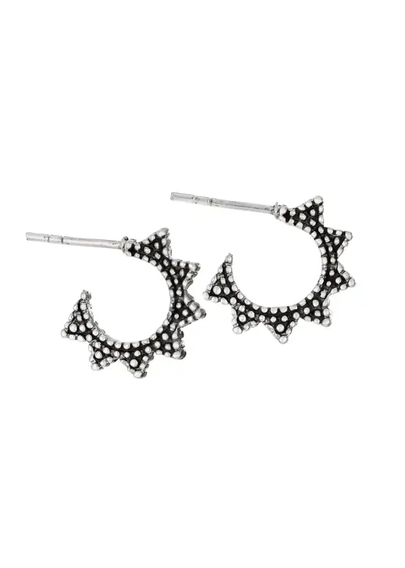 Tiger Mountain Granulated Triangle Sterling Silver Hoop Earrings