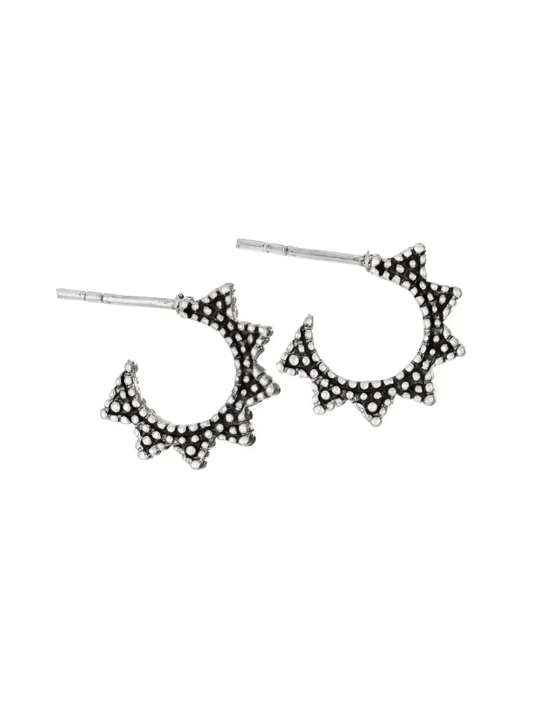 Tiger Mountain Granulated Triangle Sterling Silver Hoop Earrings