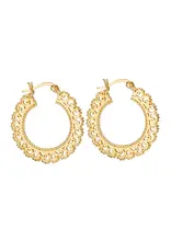 Tiger Mountain Doily Gold Plated Hoop Earrings